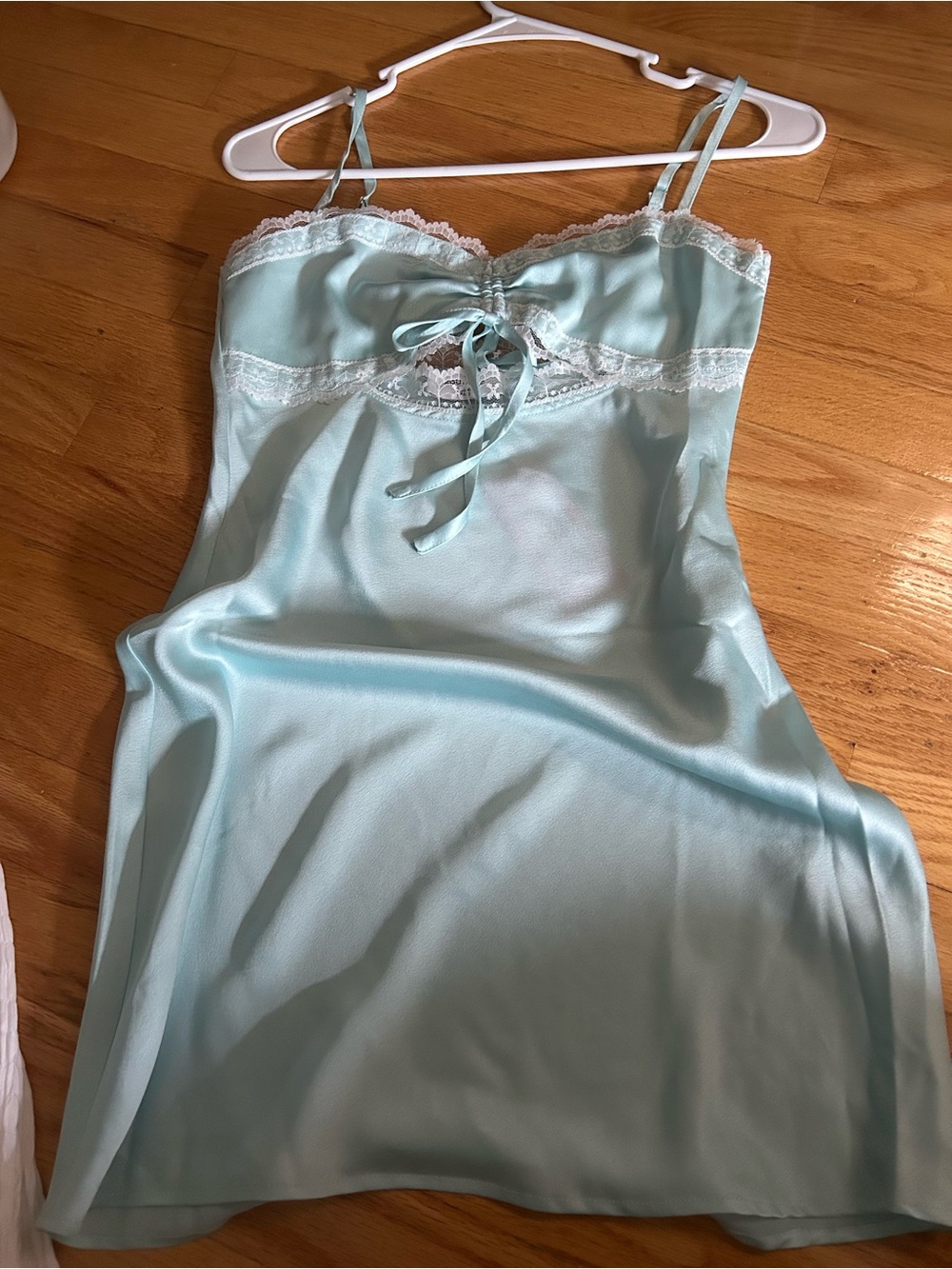 Women's Light Blue Lace-Trim Slip Dress - Beginning Boutique